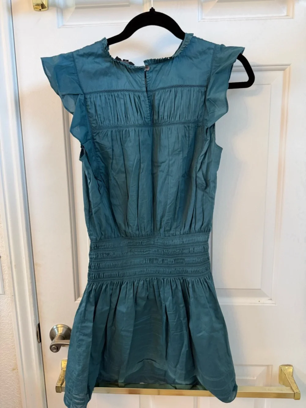 Rails Teal Blue Ruffle Sleeve Smocked Waist Dress - Picture 2 of 2